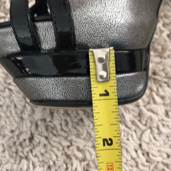 Hematite and black latex open toe with crisscross Black latex, Platform heels - Picture 9 of 17